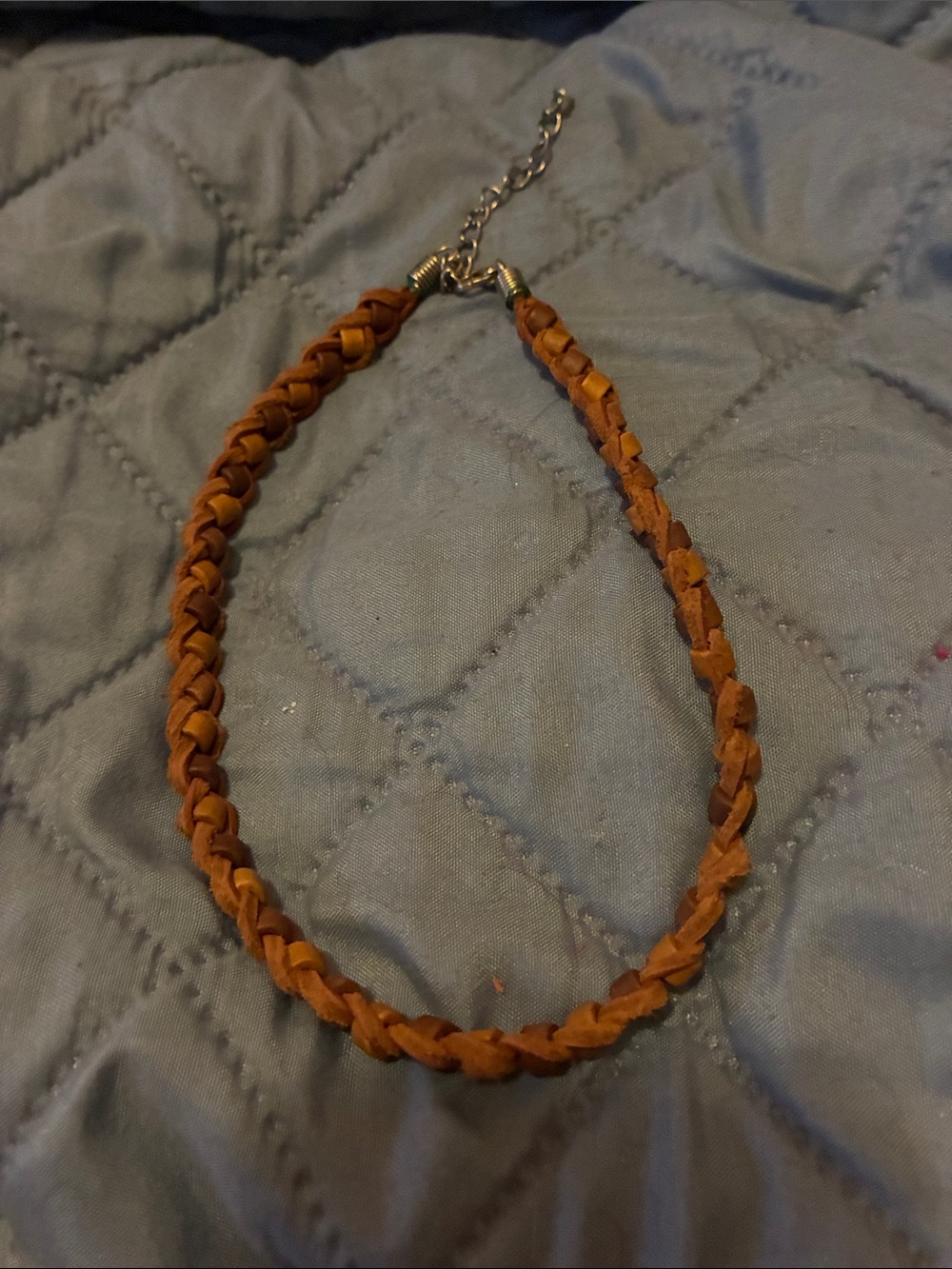 Artisan Braided Tan Leather Choker Necklace